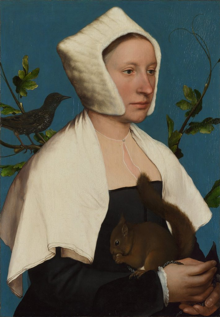 Lady with a Squirrel and a Starling