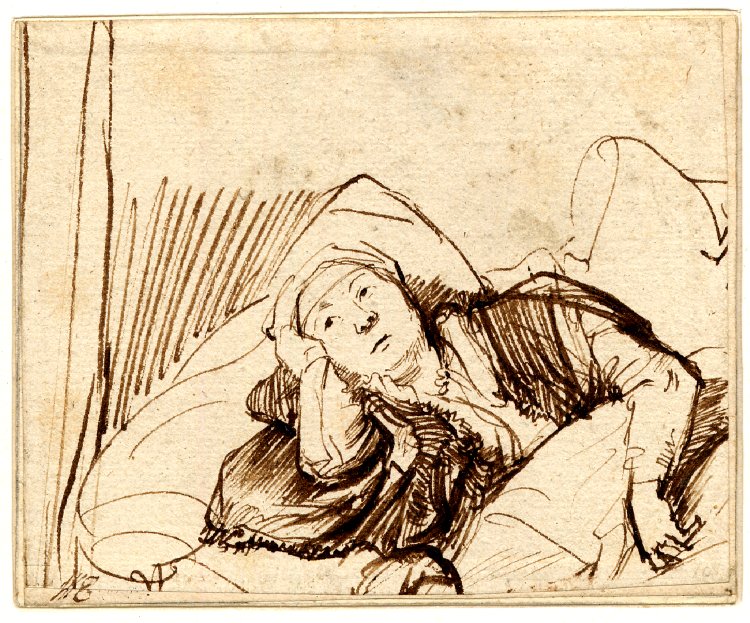 A Woman Lying awake in Bed (Saskia), 1635