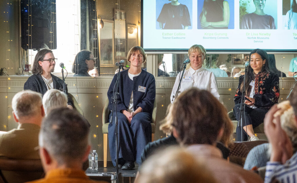 The afternoon panel “Theory into Practice of Decentralisation” was chaired by Dr Kimberly Foster (UCL) and featured: Tom Emery — Tate Liverpool Lisa Newby — Norfolk Museums Service Esther Collins — Towner Eastbourne Kripa Gurung — Bloomberg Connects
